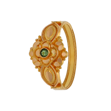 Womens Florel Ring with Green Stone